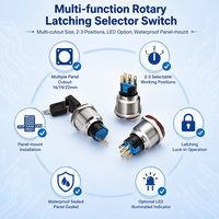Interrupteur rotatif en acier inoxydable 16mm 19mm 22mm IP67 étanche, sélecteur à verrouillage 2 ou 3 positions, électronique éclairé par LED