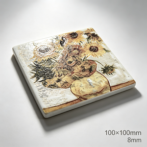 Azulejo de Cerámica con Diseño Floral de 100x100mm, Impreso a Mano, Motivo de Flores Coloridas para Revestimiento de Cocina - Product Image 1