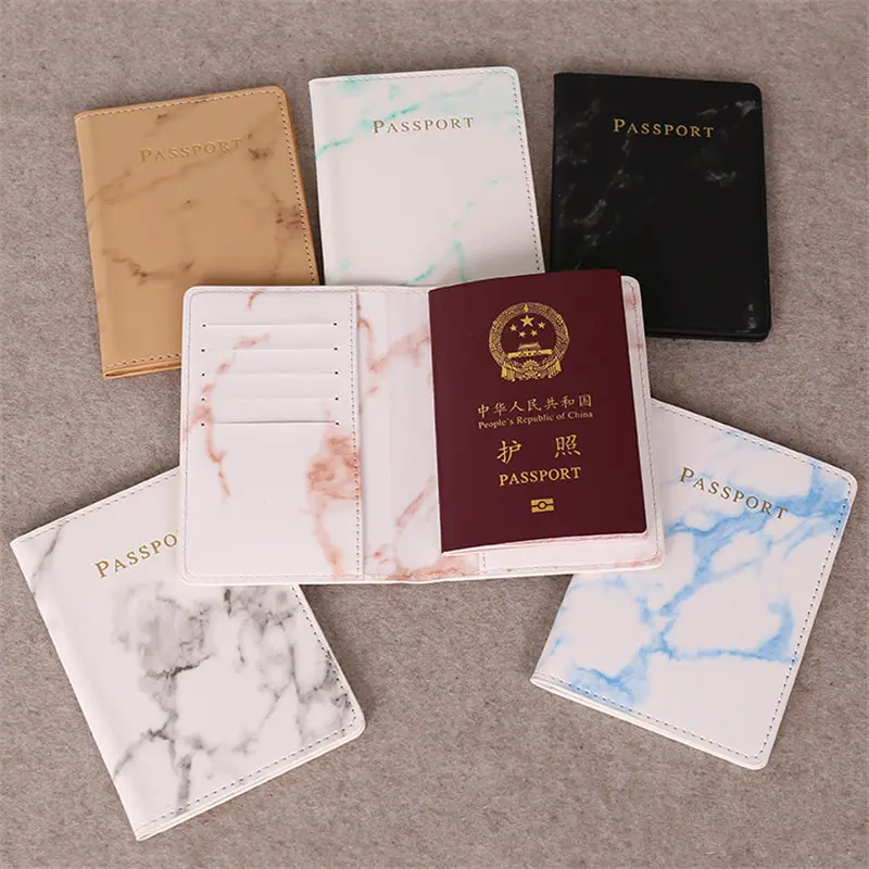 Capa para passaporte feminina, capa tipo mármore para mulheres, de couro pu, porta-passaporte, com estampa de mármore
