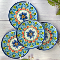Ensemble de vaisselle en mélamine, motif de fleurs bleues, 5 pièces, bol, assiette, tasse, service de table