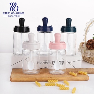 Tarro de Vidrio para Sal, Pimienta y Aceite de 270 ml, Botella para Condimentos, Recipiente con Cuchara de Plástico y Tapas de Colores, Salero - Product Image 4