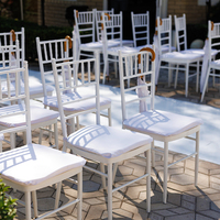 Fabrication de chaises de salle à manger Chiavari empilables en aluminium portables pour les mariages, les restaurants, les événements et l'utilisation en extérieur