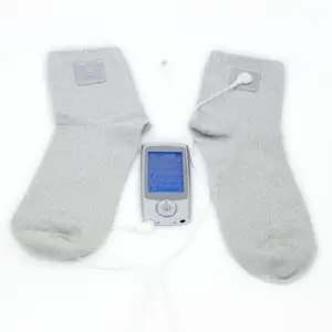 Masajeador electrónico TENS para terapia física, calcetín de fibra de plata para TENS/EMS