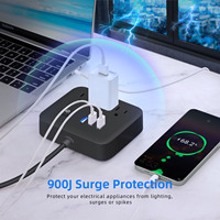 2024 nouvelle vente en gros électrique 3 prises multiprise avec 3 Ports Usb A 110V sortie de charge intelligente prise d'extension de prise américaine plate