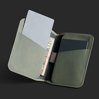 Portefeuille minimaliste en cuir véritable vert foncé, design fin avec fermeture à pression, plusieurs emplacements pour cartes, pour homme, usage quotidien