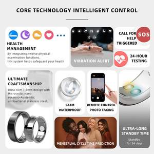 驚異的な防水性IP67、健康モニタリング、ジェスチャー制御、アプリ制御対応のスマートリング。iOS対応でフィットネス、運動、睡眠の追跡が可能。 - Product Image 3