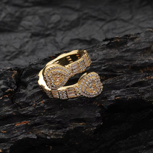 Bague en forme de cœur, ouverture irrégulière, ajustable, pour l'index, pour femmes - Product Image 3