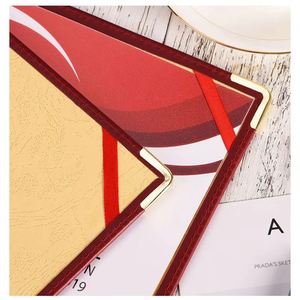 Protège-diplômes en PU format A3/A4 avec logo personnalisé, bordure dorée et coins métalliques - Product Image 4
