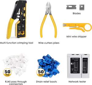 Kit de Ferramentas de Crimpagem RJ45 com Testador, Crimpador Pass Through para Ethernet, Ferramenta de Crimpagem RJ45 para Rede Cat5 Cat6 Cat7 - Product Image 3