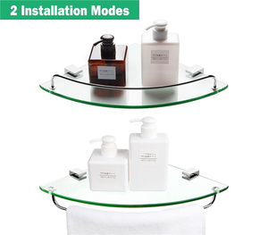 Hotel accesorios de baño doble nivel triángulo de vidrio montada <span class=keywords><strong>en</strong></span> <span class=keywords><strong>la</strong></span> pared estante de <span class=keywords><strong>la</strong></span> <span class=keywords><strong>esquina</strong></span> - Product Image 6