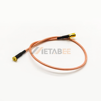 Câble coaxial RF à sertir SMA femelle à 2 trous avec bride vers MMCX mâle à angle droit