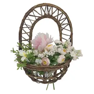 2024 Elegant Handwoven Easter Rattan Basket Charming Rustic Floral Arrangement For Home Decor And Special Events