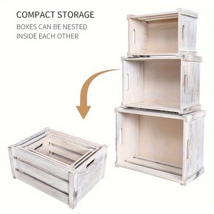 Cassette in Legno Rustico Lucidato e Sbiancato, Fatte a Mano, Impilabili e Annidabili, per Arredamento Rustico - Vendita all'Ingrosso - Product Image 5
