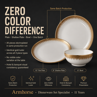 Service de table de luxe en porcelaine fine avec bordure dorée, assiettes haut de gamme pour mariage, collection Armhorse