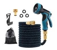 Dehnbarer Flexibler Gartenschlauch 50ft 19mm Durchmesser 1/2" & 3/4" Adapter 10-Funktionen-Sprinkler für Gartenbewässerung & Autowäsche