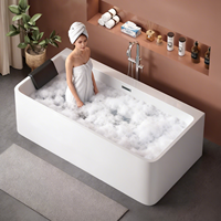 Nouvelle arrivée : Baignoire autoportante en acrylique blanche avec chauffage à température constante, massage à bulles, design moderne pour salle de bain de villa ou maison