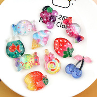 Kawaii fragola anguria ciliegia resina cabochon ciondoli melma frutta con polvere Glitter per Scrapbooking fai da te