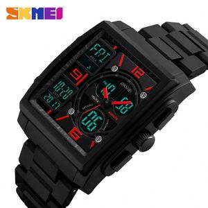 Montre à quartz pour homme <span class=keywords><strong>SKMEI</strong></span> <span class=keywords><strong>1274</strong></span>, acier inoxydable, double heure, chronomètre, sertie de pierres, montre de sport - Product Image 6