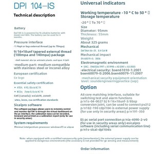 Manómetro de Acero Inoxidable Intrínsecamente Seguro Druck DPI104IS, Tipo Barómetro, Rango 700KPA 20MPA - Product Image 4