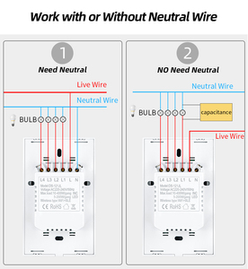 LEDEAST Interruptor de luz WiFi de 2 bandas estándar de EE. UU. con estructura de relé Interruptor inteligente controlado por aplicación Tuya para automatización del hogar - Product Image 4