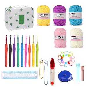 Kit de Crochet En Gros Fleuron Bleu pour Débutant Trousse d'Outils de <span class=keywords><strong>Tricot</strong></span> DIY Pack Matériel de Crochet en Laine - Product Image 2