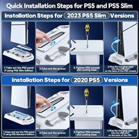 Nouvelle Base de Support de Charge Verticale Ultra-Mince avec Ventilateur de Refroidissement et Lumière RVB pour Console de Jeu PS5/PS5 Slim