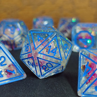 Ensemble de dés RPG personnalisés DND en résine avec fleurs réelles, dés transparents pour D&D, dés pour jeux de table Dungeon and Dragons