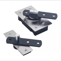 Charnière de porte rotative moderne en acier inoxydable avec conception dissimulée intégrée pour axes supérieur et inférieur, base fixe robuste de type carte