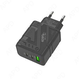 EU tiêu chuẩn 40W gan Chất liệu du lịch USB sạc nhanh đầu 2pd3.0 Giao diện sạc cho iPhone iPad QC3.0 PD giao diện đầy màu sắc - Product Image 1