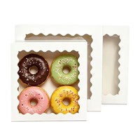 Boîte d'emballage alimentaire en carton réutilisable avec petite fenêtre transparente, pour desserts, cupcakes, beignets, boîte cadeau pliable, vente en gros, petite taille