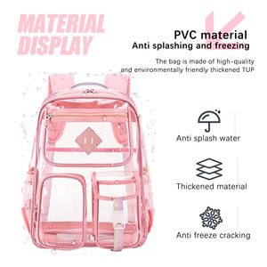 กระเป๋าเป้ใสแบบหนาสำหรับเด็กหญิงเด็กชาย กระเป๋านักเรียนใส ทนทาน ทำจาก PVC - Product Image 6