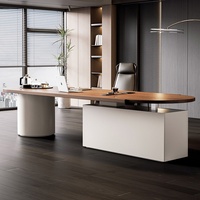 Bureau de direction réglable en hauteur en pin massif de Nouvelle-Zélande LBZ-136X avec table à thé intégrée, double usage pour conférence