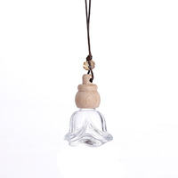 Bouteille diffuseur d'arômes pour voiture suspendue en forme de rose, 6 ml, colorée, vide, avec bouchon en bois