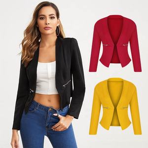 Trajes de esmoquin para mujer, chaqueta blanca con cremallera para <span class=keywords><strong>novio</strong></span>, abrigo ligero con frente abierto, atuendo Formal, ropa de oficina, chaqueta de trabajo - Product Image 1