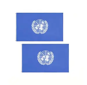 आकर्षक आधुनिक डिजाइन डबल सिलाई अंतर्राष्ट्रीय 3x5 झंडे पॉलिएस्टर ध्वज संयुक्त राष्ट्र प्रदर्शन के लिए एकजुट राष्ट्र