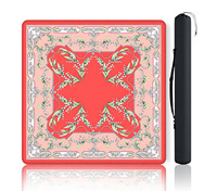 Tapis de jeu de mahjong Mandala violet rose vibrant, antidérapant, en caoutchouc durable, avec sac de transport pour jeux de cartes