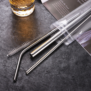 Wholesale 3-Piece Set Travel Reusable Long <b>Drinking</b> <b>Straws</b> Stainless Steel with Bag & Cleaning Brushes - Product Image 5