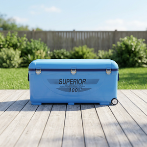 Blue Large Capacity Insulated PP Cooler <b>Box</b> with Wheels for Food <b>Storage</b> Fishing <b>Camping</b> Picnic 95L - Product Image 3