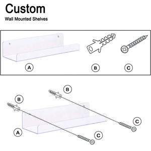 Estantes flotantes acrílicos <span class=keywords><strong>para</strong></span> pared, organizador de exhibición Invisible montado en la pared, repisa de libro - Product Image 5