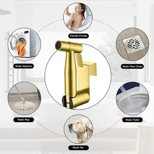 Bagno di lusso portatile Shattaf spazzolato colore oro Bidet spruzzatore per WC