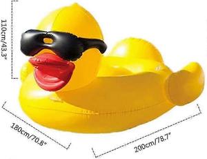 Flotador Inflable Gigante de PVC en Forma de Pato Rojo, Colchón de Aire para Piscina con Gafas de Sol - Product Image 5