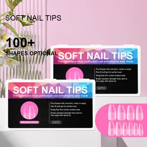 Lüks tırnaklar üzerinde basın badem Stiletto tabut yumuşak tırnak ucu uzantıları yapay yarım tam Nail İpuçları kutusu Private Label