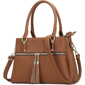 Wholesale Womens PU Leather Satchel Bag Zipper Compact Structured Top Handle <b>Handbag</b> 1L Capacity for Shopping Travel Bulk - Product Image 2