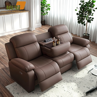 Canapé de cinéma modulaire électrique trois places de luxe moderne en cuir véritable avec fonction massage, écologique, USB, marque MUXI, métal