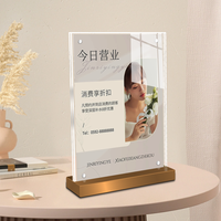 Table de présentation de cartes de bureau en acier inoxydable avec revêtement en poudre, base carrée écologique, présentoir en acrylique en forme de T