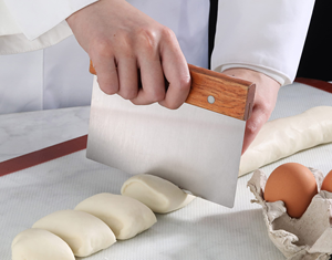 Stainless Steel Dough Scraper Bread Slim Cutter Wood Handle Dishwasher Safe Multipurpose <b>Baking</b> Tool for Home Kitchen OEM - Product Image 4