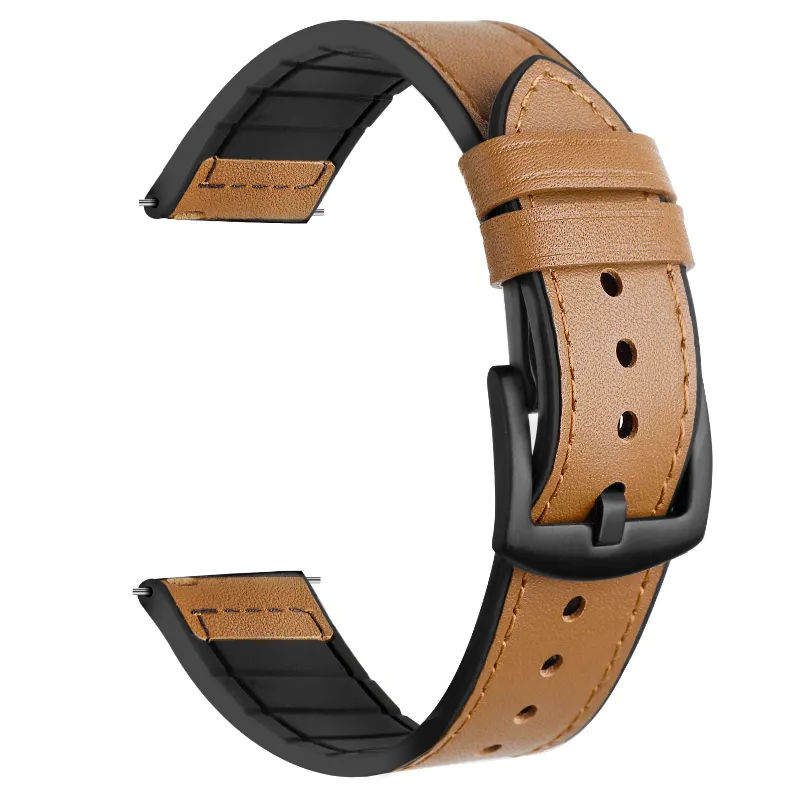 Bracelet de montre universel personnalisé 20mm 22mm, bracelet de rechange en cuir Silicone pour montre intelligente