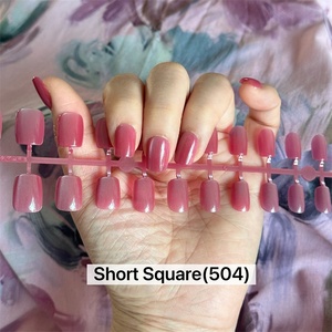 Lindo ojo de gato diseño francés púrpura acrílico Press-Ons 30 piezas ataúd corto <span class=keywords><strong>uñas</strong></span> postizas <span class=keywords><strong>para</strong></span> mujeres pegamento brillante Dedo de palo Simple - Product Image 3