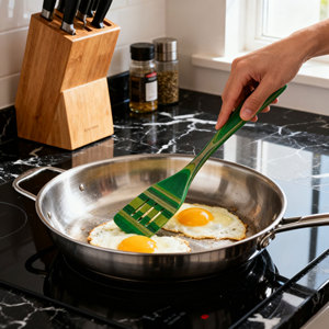 Exotic Pakkawood 6-Piece Kitchen Utensil Set with 12-in Spoon Slotted Spoon Spatula Corner Spoon Large <strong>Spurtle</strong> Small <strong>Spurtle</strong> - Product Image 2