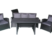 PLWICKER Langet Ensemble de salon de jardin moderne pliable 4 pièces en rotin, mobilier d'extérieur fabriqué au Vietnam, emballé en carton